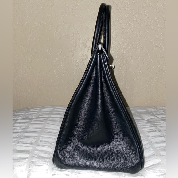 HP🎉RARE HERMÈS BIRKIN BRUSHED PALLADIUM HW EPSOM BLACK LEATHER 35 cm - Picture 5 of 16